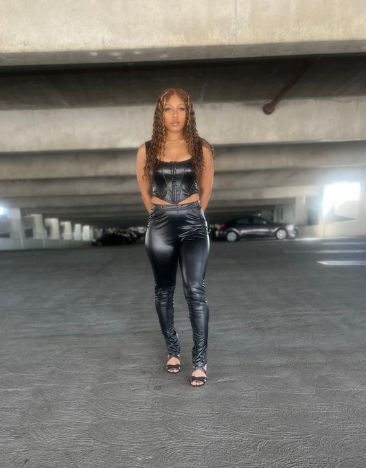 Savage Faux Leather Corset Top
