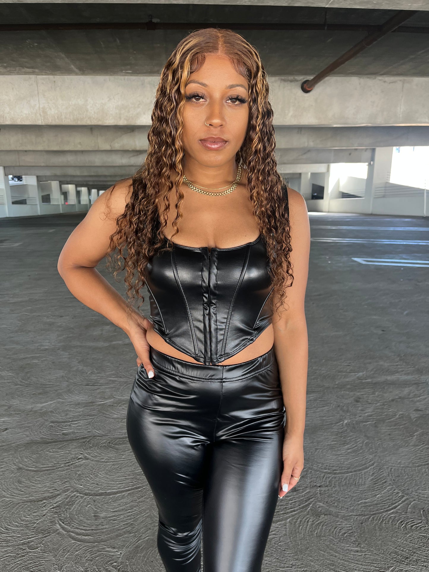 Savage Faux Leather Corset Crop Top